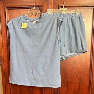 Wiholl Blue Sleeveless Top and Shorts Set Size Medium